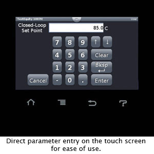 Direct parameter entry on the F4T touch screen for ease of use
